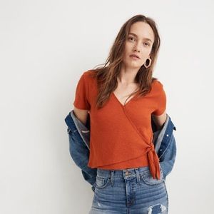 Madewell Texture & Thread Wrap-Tie Top